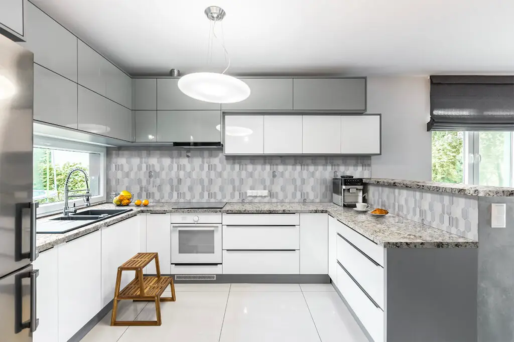 Sleek kitchen in Sarasota, as a concept of reface or replace kitchen cabinets, acrylic cabinet doors.