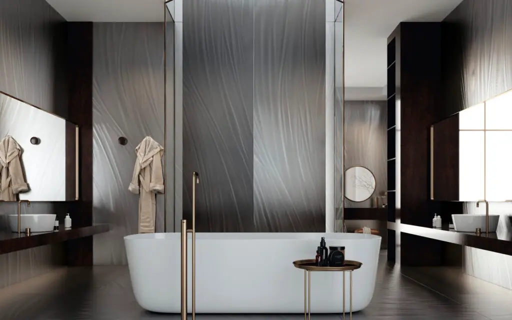spa-like bathroom large format tiles
