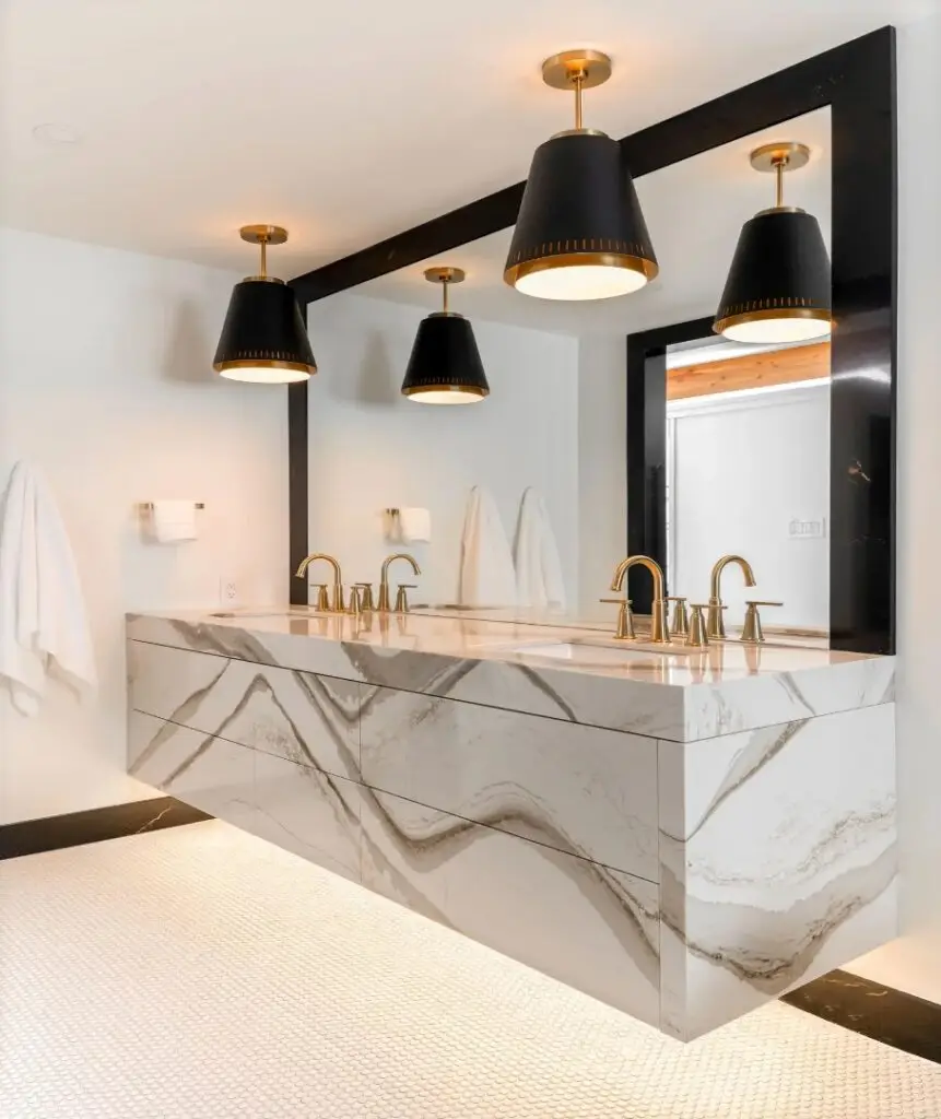 modern bathroom with quartz countertops