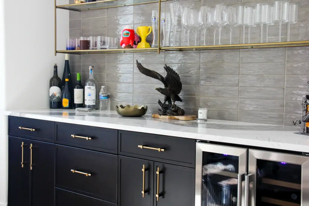 Recently renovated dry bar by Kirkplan Kitchen & Bath, part of a full home remodeling project in Sarasota.