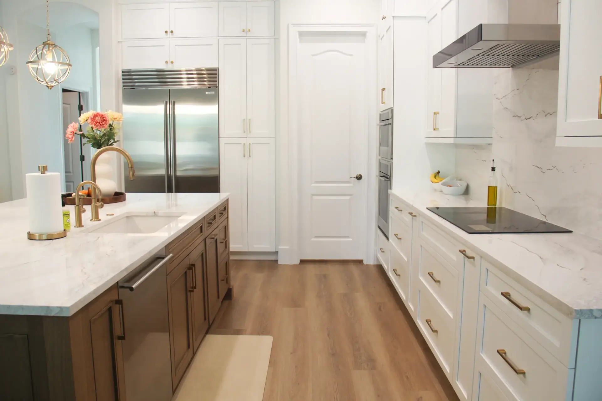 kitchen with white cabinets and quartz countertop