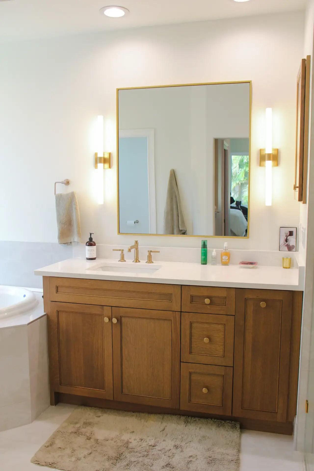 Recently renovated main bathroom by Kirkplan Kitchen & Bath, part of a full home remodeling project in Sarasota.