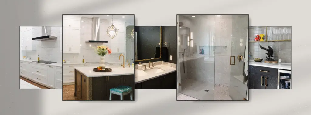 collage of kitchen remodeling photos by Kirkplan Kitchens